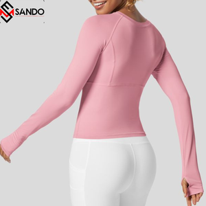 High Quality Custom <b>Women's</b> Full-Zip Slim Fit Long Sleeve Sports <b>Jacket</b> Zip-Up Sleeve Activewear <b>for</b> Yoga Running Plus Size - Product Image 5
