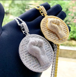 สตาร์ดัชต์ไมโครของผู้ชายที่ถูก3D สไตล์ฮิปฮอปเพชรโมอิสซาไนท์จี้เพชรกำปั้นและเสน่ห์เต็มไปด้วยเพชรทำให้ดูสดใส - Product Image 4