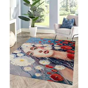 Alfombras con Pintura de Mujer Floral, Alfombra de Óleo, Alfombras Florales, Alfombra Moderna, Alfombra Suave No Tejida - Product Image 1
