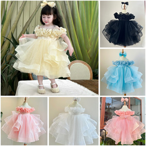 2 uds cómodos vestidos de fiesta de mezclilla de satén de alta calidad hechos a medida para niñas de gran tamaño OEM ODM niños de edad hechos en Vietnam - Product Image 3