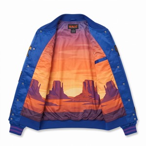 Blouson Bomber en Satin Personnalisé pour Homme, Violet Cobalt, Patch Chenille Gazelle, Doublure par Sublimation, Logo Personnalisé, OEM - Product Image 3