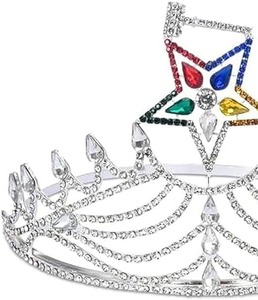 มงกุฎ Worthy Matron OES - สีเงิน ความกว้าง 6 นิ้ว วัสดุ ชุบโรเดียม ประเภทโลหะ เงิน - Product Image 2