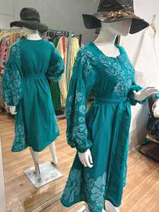 Robes longues élégantes vintage pour femmes, automne 2025, col rond, taille cintrée, lacets, imprimé floral brodé, design maxi pour femmes - Product Image 3