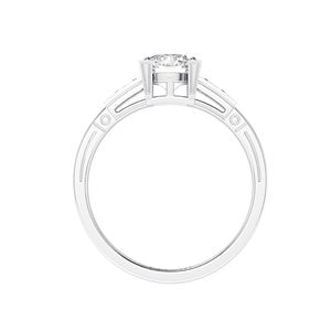 Anillo de compromiso con 3 diamantes cultivados en laboratorio de corte redondo de 1.50 ct con engaste de puntas para mujer - Product Image 3