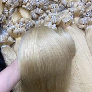 Paquetes alineados con cutícula Vrigin Extensiones de cabello humano de cabello vietnamita 613 Extensiones de cabello humano liso Rubio crudo (color claro) - Product Image 4