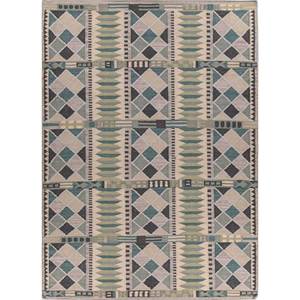 พรมขนสัตว์ลายตารางหมากรุกสีเทาดำแบบทอเรียบ ADWL-13266 ลายเรขาคณิตนามธรรม พรมปูพื้นทรงสี่เหลี่ยมผืนผ้าสำหรับบ้านและทางเดิน - Product Image 1