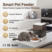 Distributeur intelligent d'aliments pour animaux de compagnie 3L, design en pierre de cristal, contrôle à distance par application WiFi, écran LCD, vente en gros, directement de l'usine
