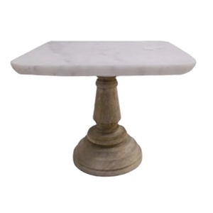 Elegant Acacia <b>Wood</b> & Marble Rotating <b>Cake</b> <b>Stand</b> Creative Modern Kitchen Tool for <b>Cakes</b> & Pastries - Product Image 1