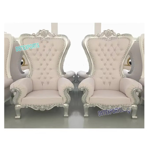 เก้าอี้ที่นั่งบัลลังก์สำหรับเจ้าสาวเจ้าบ่าวเจ้าสาวแบบทันสมัยสีขาวทอง - Product Image 4
