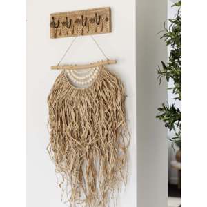 Medium Indian Carved 4-<b>Hook</b> <b>Wall</b> Panel for <b>Wall</b> Display or Coat Rack Purpose - Product Image 2