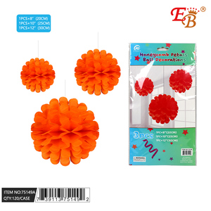 Arancione a nido d'ape palla decorazioni 3PC Set (8 "10" 12 ") per il partito 120 pz/CS - Product Image 1