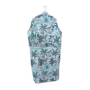 Kimono long en coton 100% imprimé jungle tigre indien, taille unique, vêtements de nuit pour femmes, été, doux, bretelles naturelles, peignoir pour le printemps - Product Image 6