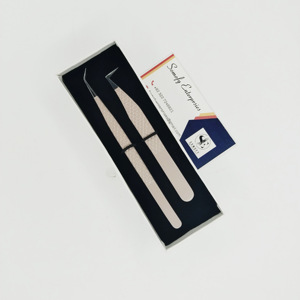 Pinzas de extensión de pestañas de acero inoxidable antideslizantes Herramientas de precisión para maquillaje con pestañas de punta de fibra sostenible - Product Image 5