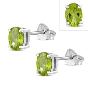 Pendientes de botón ovalados de peridoto geométrico de plata de ley chapados en rodio, modernos y románticos, al por mayor, para compromiso, boda o regalo de fiesta - Product Image 3