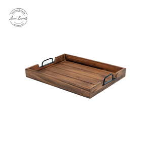 Meilleure qualité ACME EXPORTS Ensemble de 2 plateaux ronds en bois personnalisables, fabriqués à la main, finition naturelle de qualité supérieure pour la vaisselle du petit-déjeuner - Product Image 5