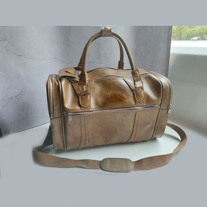 Bolsa de viaje de cuero genuino Vintage Crazy Horse de gran capacidad, bolsa de viaje portátil Unisex con cierre de cremallera para hombres y mujeres, uso diario - Product Image 6