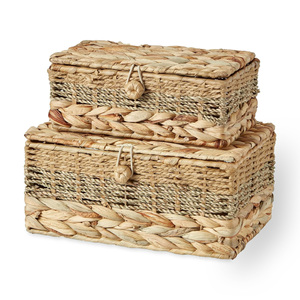 Handwoven storage box <b>containers</b> simple <b>water</b> hyacinth boxes modern design basket with lid - Product Image 5
