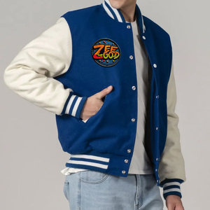 Veste d'hiver Letterman en laine pour homme avec col de baseball brodé personnalisable coupe-vent en toile Logo avant Position - Product Image 3