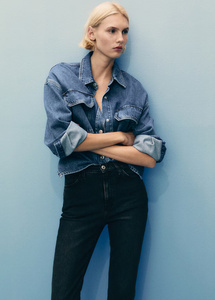 Vente en gros de vestes en jean respirantes pour femmes personnalisées avec finition délavée vintage col rabattu imprimé logo tissé - Product Image 6