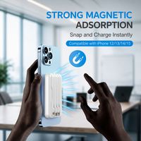 Batterie externe magnétique sans fil personnalisée 22,5 W 10000 mAh avec affichage numérique et 3 câbles intégrés, interfaces multiples pour smartphone