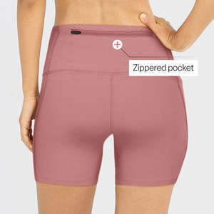 Short de yoga taille haute coupe en V avec poches Short d'entraînement et de course respirant - Product Image 1