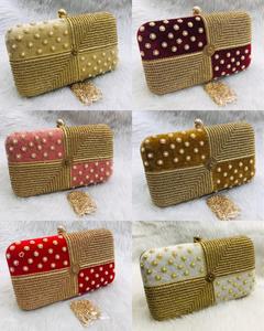 กระเป๋าถือ Potli ปักแบบดั้งเดิมมีด้ามจับมุกสำหรับงานแต่งงานงานเลี้ยงตอนเย็น - Product Image 3