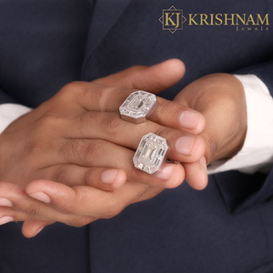 Boutons de manchette en émail avec diamant taille émeraude, or, bijoux de luxe pour homme, bijoux formels, fabrication sur mesure, fabricant en gros de bijoux fins, marié - Product Image 2