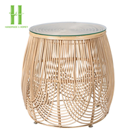 Table basse en rotin artisanale du Vietnam, durable, écologique, tressage naturel moderne, facile à nettoyer, décoration intérieure confortable, fonctionnelle pour le salon