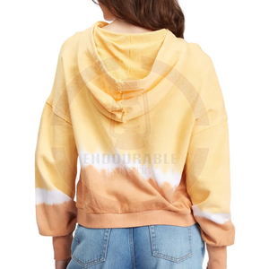 เสื้อฮู้ดแขนยาวลำลองสำหรับผู้หญิง XS ไซส์พิเศษพิมพ์ลายมัดย้อมใส่สบายผ้าเทอร์รี่คุณภาพสูง - Product Image 2