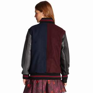 Latest Fashion Varsity Jackets for <b>Women</b> Double Color Design With Leather Sleeves Winter Wear Jackets OEM Service - Product Image 2