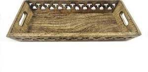 Plateau de service traditionnel indien en bois massif, fait main, luxueux, élégant, durable, respectueux de l'environnement, compatible lave-vaisselle, personnalisable pour les repas - Product Image 4