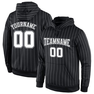 Vente en gros Livraison directe Sweat-shirt à capuche cousu sur mesure noir blanc à fines rayures blanc-gris - Product Image 1