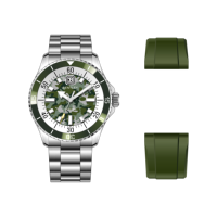 Montre de luxe AURORA en acier inoxydable avec cadran à aiguilles en cristal saphir, motif camouflage, pour styles de vie audacieux, unisexe