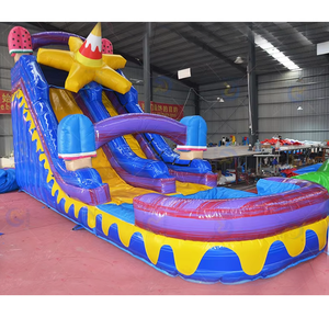 Tobogán Acuático Inflable Comercial con Diseño de <span class=keywords><strong>Palmera</strong></span>, PVC Iridiscente, Tobogán Gigante de Doble Carril para Interiores y Exteriores, Parque Acuático Inflable - Product Image 1