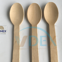 Couverts jetables en bois de restaurant cuillère fourchette couteau ensemble cuillère jetable 3g, mini cuillères en plastique petite taille bois biodégradable