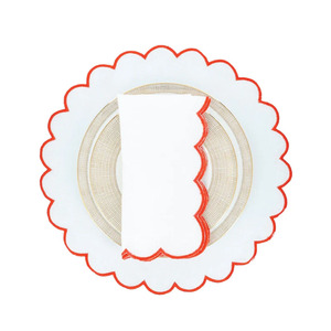 Vente en gros 100% coton lin bordure rouge brodé serviette de cuisine confortable réutilisable durable écologique de haute qualité - Product Image 5