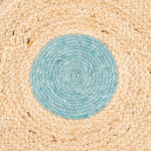 Tapis rond géométrique en bois fait main de qualité supérieure, écologique et durable, avec motif élégant pour les intérieurs bohèmes modernes, vente de Diwali - Product Image 5