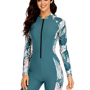 Combinaison de triathlon à manches longues, imprimé floral, spandex, polyester, séchage rapide, respirante, haute performance, pour le cyclisme, la course à pied et le triathlon - Product Image 1