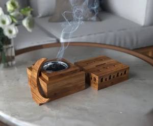 Quemador de Incienso Madkhan con Incrustaciones de Madera de Acacia Hecho a Mano, Diseño Árabe para Uso Religioso con Bakhoor, Ecológico y Sostenible - Product Image 3