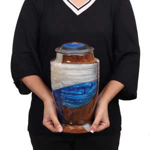 Urne funéraire en bois de rose fabriquée à la main Urne funéraire en résine époxy (220 pouces cubes) Urnes de crémation pour cendres humaines et animales - Product Image 5