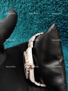 Venta al por mayor precio al por mayor de lujo hecho a mano totalmente helado Moissanite diamante Micro ajuste relojes de pulsera mecánicos para hombres y mujeres - Product Image 4