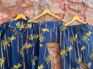 Conjunto de pijama de algodón ultrasuave para mujer, vestido de noche de bloque Floral, tela tejida de lujo, Camisa lisa, pantalones, combinación de ropa de dormir informal - Product Image 6