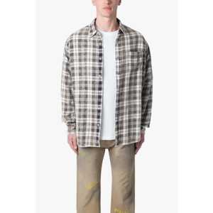 เสื้อเชิ้ตลายสก็อตวินเทจ ผ้าฝ้าย 100% ทรงหลวม สีดำ/สีน้ำตาลธรรมชาติ และสีน้ำเงิน/สีดำ - Product Image 3