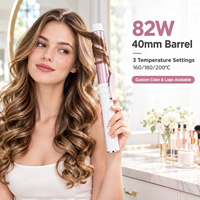 Fer à boucler professionnel 40 mm, logo personnalisé OEM, 82W, 3 réglages de chaleur, vente en gros pour distributeurs de salons