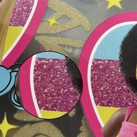Prêt à appuyer sur Logo personnalisé en gros DTF étiquette argent or paillettes poudre transferts de chaleur pour T-shirts