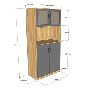 4-Tier Contemporary Rubberwood Filing Cabinet with Glass Doors Adjustable and Lockable for Bedroom or <b>Workshop</b> Use - Product Image 4
