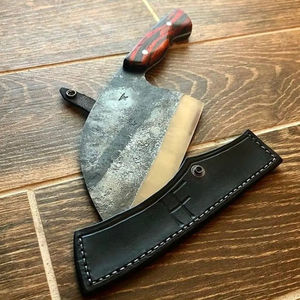 Couteau de chef Burraq personnalisé fait main en acier au carbone, couteau multifonctionnel avec fourreau en cuir et bois, 10 pouces, DIY OEM/ODM pour usage en cuisine - Product Image 4