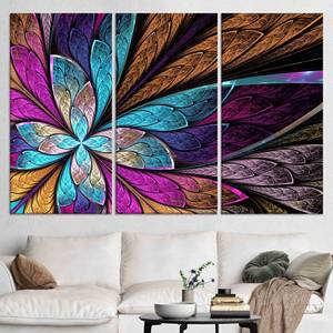 Impression sur toile élégante style bohème avec motif papillon : Art mural floral vibrant, lot de 3 toiles - Product Image 1