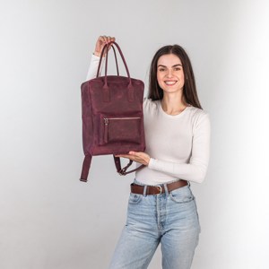 ALW Vintage Cuir Véritable Polyester Sac à Dos pour Femmes Zipper String Grande Capacité Durable Quotidien Bureau Travail Portable Coton - Product Image 4