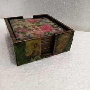 Juego de posavasos personalizado de resina de mármol de madera con incrustaciones de cuerno con color natural y personalizado hecho en India - Product Image 4